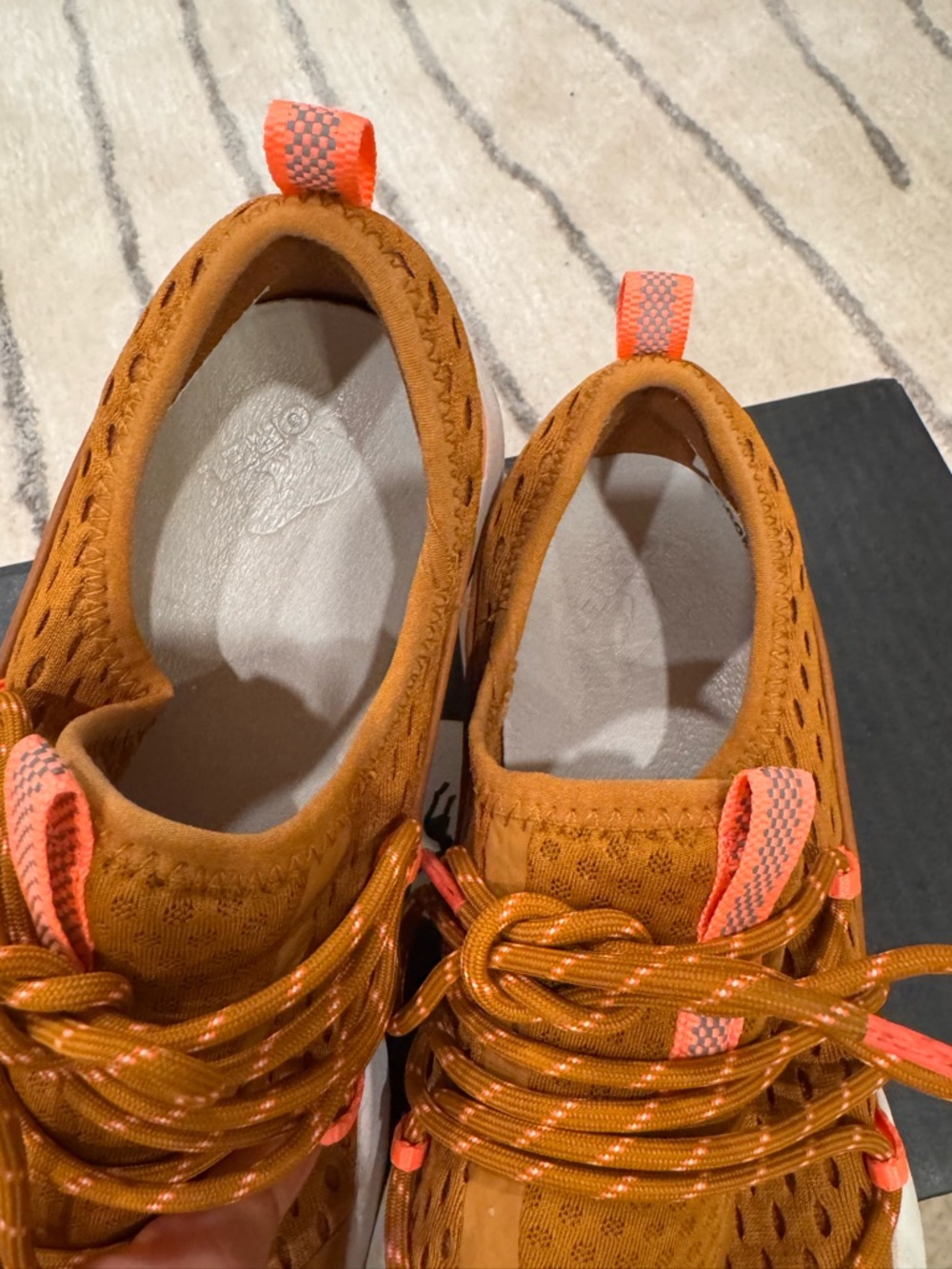 Sorel women’s Tan Mesh Athletic Sneakers with Coral Accents - Picture 6 of 7